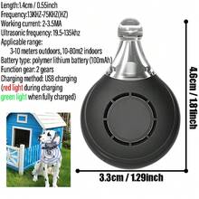 Ultrasonic Flea And Tick Repeller With LED Light Portable USB Charging Insect Repellent For Cats And Dogs Pet Supplies(Black) - Multicolor - View 2