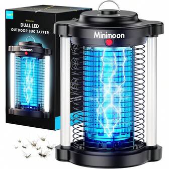  Minimoon Bug Zapper Outdoor, Upgraded Mosquito Zapper With Dual LED Light, 4200V Fly Zapper, 15W Electric Fly Traps Outdoor, IPX4, 8.2Ft Cord, Insect Trap For Yard, Backyard, Patio