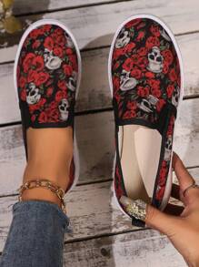 Alpargatas de lona con estampado floral para mujer, ligeras y cómodas para uso casual, al aire libre e interior