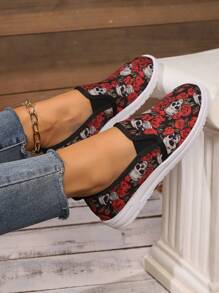 Alpargatas de lona con estampado floral para mujer, ligeras y cómodas para uso casual, al aire libre e interior