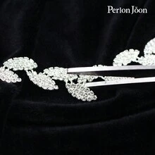 Perlon Joon 1 Yard Blinking Silver Crystal Leaves Shape Rhinestones Trim Metal Chain DIY Sew Wedding Shose Decorative Accessories - Silver - View 6