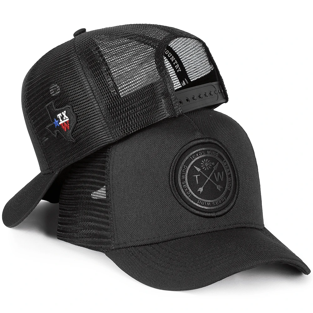 Trucker Country Texas Wind Cap Curved Brim Cowboy Telinha - màu đen - Xem 1