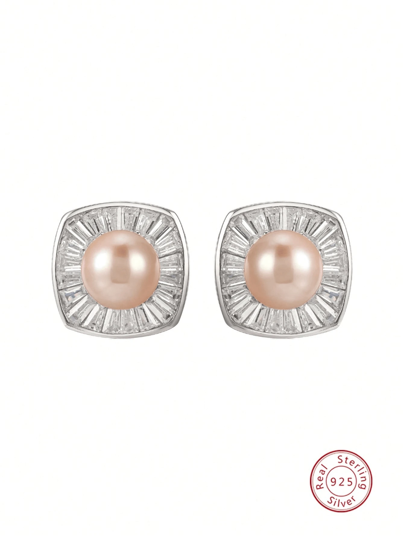 1 对 925 银仿珍珠耳环，奢华珠宝礼物，适合女性、生日、情人节、圣诞节、新年、教师节 - 香檳色 - 查看 1