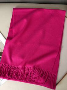 1 chiếc khăn choàng nữ màu vàng trơn, chất liệu giả cashmere, có tua rua, kích thước 30*180cm, mềm mại, thích hợp cho mùa xuân, hè, thu và đông. - Màu Hồng Tươi - Xem 4