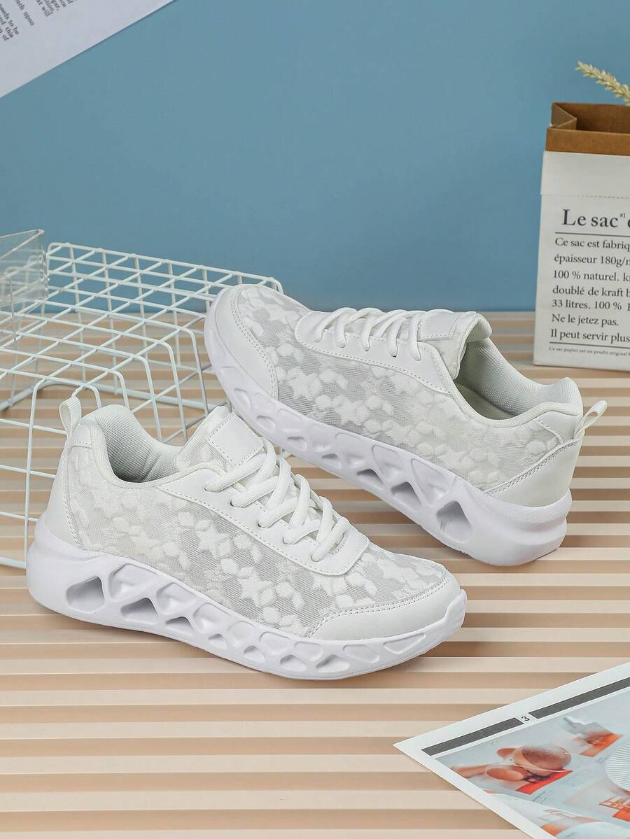 Giày thể thao nhẹ thoáng khí màu trắng dành cho thanh thiếu niên - Thoải mái và chống trượt, thích hợp cho chạy bộ và đi bộ ngoài trời - Nhiều màu - Xem 1