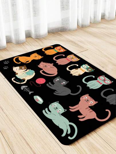 Almofada de alimentação para animais de estimação com padrão de gato multicolorido de 1 unidade, almofada para animais de estimação de treinamento, almofada reutilizável e lavável para gatos e cães, almofada absorvente e antiderrapante, almofada para descansar e dormir