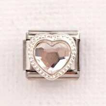 1pc Italy Style Stainless Steel Diamond Edged Multicolored Heart Charm Bracelet Component Cute And Detachable Suitable For DIY Making - Diamond Edge Heart Pendant Module - View 8