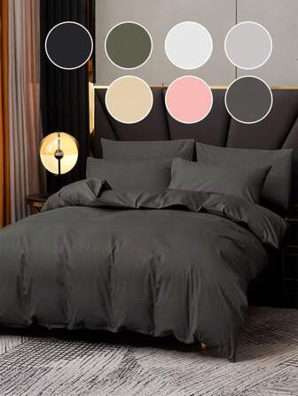 2/3件套被套套装，纯色亲肤被套套装，简约风格被套套装，柔软舒适的卧室床上用品套装，带拉链封口和四角系带，水洗超细纤维被套，透气、轻盈、丝滑，四季皆宜，适用于单人床/双人床/特大床，包含1个被套和2个枕套，可机洗，房间装饰，卧室装饰