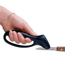 1pc Black Ergonomic Handle Manual Knife Sharpener, Household Kitchen Garden Outdoor Use, Quick Whetstone Minisharp Tool, Professional Blade Sharpening Handheld For Knives, Machetes, Hoes, Shovels, Scythes - Black - View 1