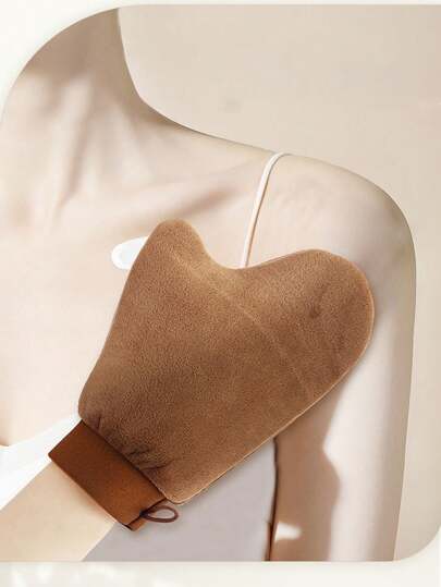 1 件可重复使用的身体和面部自晒黑手套，双面乳液涂抹手套，可洗黑化手套，用于身体护理水疗上油 - 带大拇指和天鹅绒衬里，晒黑和防晒霜涂抹手套