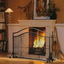 Single Panel Fireplace Screen, Decorative Fire Spark Guard Gate Metal Mesh, Rustproof Solid Freestanding Fire Screen For Baby Or Pet, Outdoor Or Indoor Use - Black - View 4