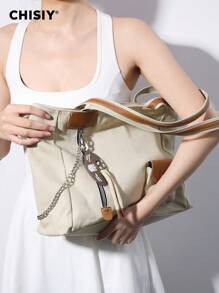 CHISIY 原创手工制作手提包、单肩包、手拿包、笔记本电脑包、帆布包、春夏杏色包、休闲学院风复古手提包