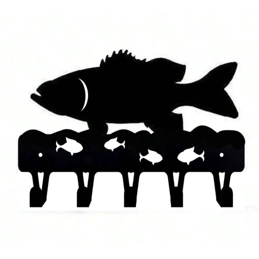 1pc Stable Key Metal Holder, Cute Fish Key Storage Rack With Hooks, Key Holder Space Saving Storage Organizer For Kitchen Bathroom Bedroom - Multicolor - View 1