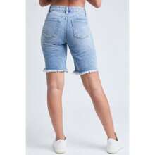 Women's Boyfriend Denim Shorts - N Indigo Blue Rips - View 8