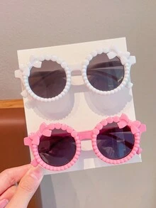 2 Pairs Kids Cute Pearl Bow Eyeglasses, Fashion Children Glasses, Infant Glasses - Multicolor - View 2