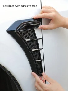 2pcs Car Decorative Stickers, Universal Side Vent Outlet Stickers, Stickers (2 Types Of Adhesive Backing Randomly Sent) - Black - View 2