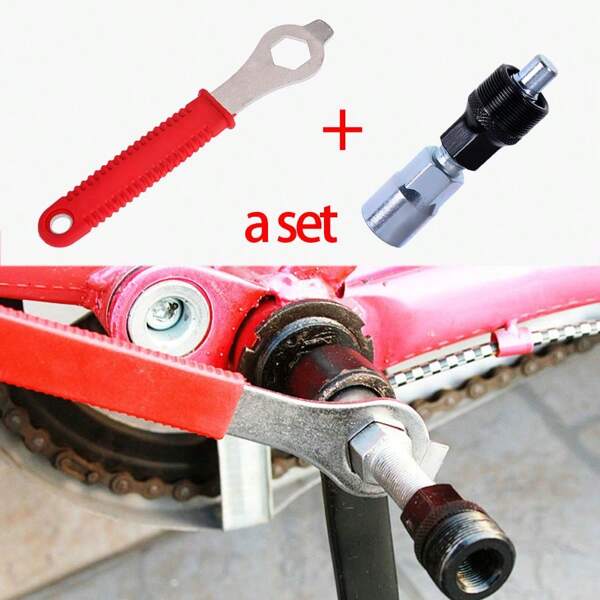 2 Stücke Kurbel Schlüssel + Schwungrad Abzieher, Fahrrad Kurbel Werkzeug-Set, Gebirgsfahrrad Kurbelgang Demontage & Montage Werkzeuge, Fahrrad Kurbel Abzieher Reparatur Werkzeuge