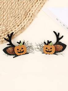 2pcs New Halloween Hair Clip, Pumpkin Ghost Skull Hair Accessory, Ghost Festival Party Dress, Headwear Hair Clip Suitable For Parties, Dances, Halloween Use Witch