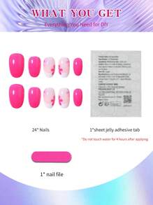 Bộ 24 miếng dán móng tay hình hoa oval ngắn kiểu Pháp, màu kẹo Macaron, làm từ acrylic phủ toàn bộ móng, bao gồm 1 gel dán và 1 dũa móng, phù hợp cho phụ nữ và bé gái sử dụng hàng ngày và dự tiệc. - Nhiều màu - Xem 2