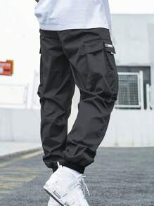 3 件装青少年男孩休闲运动户外工装裤，带口袋，春秋季