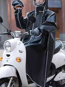 Áo mưa dài toàn thân cho nam và nữ, chống bão, thích hợp cho xe đạp điện, xe máy điện, cưỡi ngựa, người lớn, áo mưa một mảnh - màu đen - Xem 12