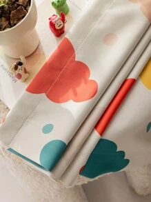 1 片卡通彩色印花云遮光卧室窗帘适用于儿童房，时尚可爱薄纱窗户适用于婴儿房装饰