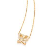 WOMEN'S 18K GOLD NECKLACE BUTTERFLY PADLOCK WITH ZIRCONIA ROMMANEL 531859 - 金黃色 - 查看 1