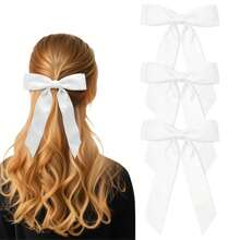 Juego de 3 piezas de accesorios para el cabello, pinzas para el cabello con lazo de cola larga de doble capa, pinzas para coleta, accesorios para el cabello de niñas - A - Ver 20