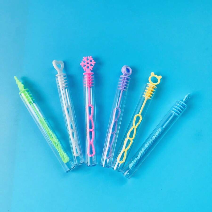 1 Pack Colorful Bubble Blowing Straw, Hollow Bottle For Wedding Love Bubble Wand Decorations, Party Atmosphere Maker Supplies - Multicolor - View 1