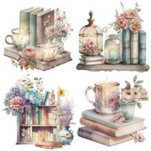 12pcs Colorful 5cm Paper Adhesive Book Reading Space Stickers For Scrapbooking Back To School