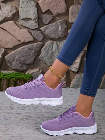 Zapatillas deportivas transpirables con cordones para mujer, zapatos casuales de viaje de verano de malla de red ligera y antideslizante para deportes al aire libre
