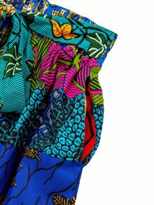 African Print Ankara Mixes Maxi Skirt Random Print - Multicolor - View 4