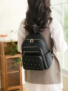Fashionable Minimalist Large Capacity Backpack - Black - View 4