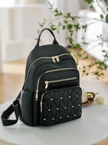 Fashionable Minimalist Large Capacity Backpack - Black - View 2
