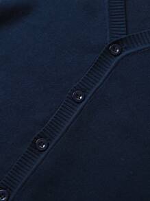 Young Boy Knitted Sweater Solid Color Cardigan Button Sweater Jacket Casual Warm Sweater - Navy Blue - View 3