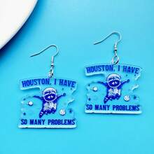 Unique 'Houston, I Have So Many Problems' Acrylic Earrings, Cute Creative Earrings, Kawaii Personalized Jewelry, Interesting Gift For Women - DM-124 - View 3