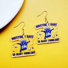 Unique 'Houston, I Have So Many Problems' Acrylic Earrings, Cute Creative Earrings, Kawaii Personalized Jewelry, Interesting Gift For Women - DM-124 - View 1