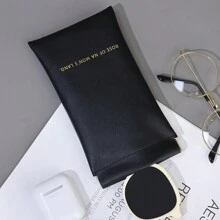 挤压顶部素食皮革太阳镜袋弹簧收纳眼镜袋支架软眼镜盒防刮太阳镜袋眼镜袋带清洁布便携式眼镜盒支架收纳盒收纳眼镜盒保护盒眼镜袋太阳镜袋适用于旅行度假巡航暑假旅行包旅行用品大学宿舍家庭学校旅行套装必备品 - 黑色 - 查看 4