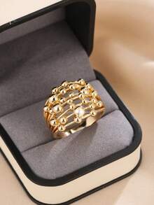 1 件独特设计多层光面串珠戒指，男女皆宜 - 金黃色 - 查看 3