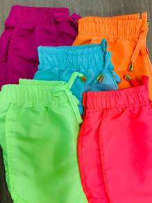 KIT 4 SHORTS TACTEL MENINA NEON INFANTIL PISCINA PRAIA JUVENIL - Multicolorido - Visão 10