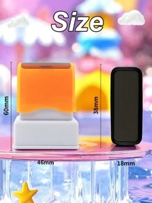 100 张姓名贴纸和 1 张卡通姓名印章，适用于儿童服装，防水姓名印章，个性化，适合学生和商务使用，服装定制姓名印章，手写签名印章，姓名标签，DIY 定制卡通自墨姓名印章，适合学校学生个性化文具礼物 - 紫色 - 查看 6