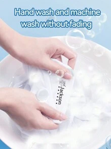 100 张姓名贴纸和 1 张卡通姓名印章，适用于儿童服装，防水姓名印章，个性化，适合学生和商务使用，服装定制姓名印章，手写签名印章，姓名标签，DIY 定制卡通自墨姓名印章，适合学校学生个性化文具礼物 - 紫色 - 查看 5