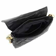 CHICK FASHION QUILTED BAG WITH THICK GOLD CHAIN - 黑色 - 查看 3