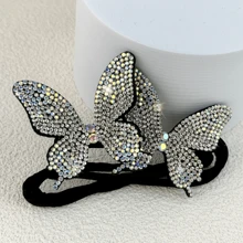 1件装时尚水钻蝴蝶发髻造型工具，柔软蓬松的发型发箍，优雅的卷发头饰，女士日常发饰及装饰，适合万圣节、婚礼、派对等场合，发饰配件