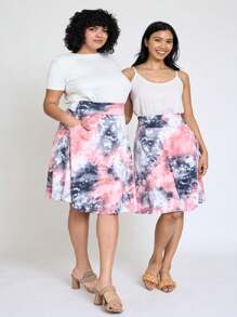 Boho Retro Knee Length Skirt Ditsy Floral - 粉色 - 查看 4