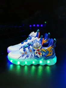 GUANGLAN Scarpe luminose ricaricabili per ragazzi - scarpi sportivi multicolore a luce lampeggiante con motivi di luci animate, scarpe da corsa traspiranti in rete con suola antiscivolo e soletta in memory foam, scarpe da atletica leggera con luci per bambini per giocare di notte, sport, feste, passeggiate, festival, regalo perfetto per compleanno, Natale, Ognissanti (scarpe luminose ultra confortevoli e flessibili per bambini) - Blu - Visualizzare 5