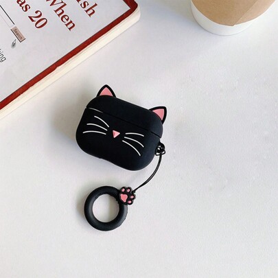 Apfel niedliche Schnurrbart Katzen Gesicht Bluetooth Kopfhörer Hülle kompatibel mit Airpods 2/Pro/3