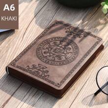 The 140-Page Retro Style Pu Leather Notebook Office Executive Ideal Stationery Gift For Writers And Journalists With Classic Patterned Elegant Diaries Back To School