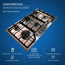 Parrilla Estufa 6 Gas Quemadores Acero Inoxidable Shorbull - Plateado - Ver 5