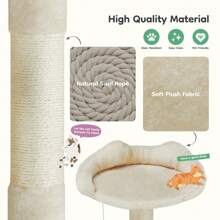 OLIXIS Cat Tree Tower For Indoor Cats, 54in Tall Multi-Level Pet Furniture, Kitty Play House With Sisal Scratching Post, Large Condo, Climbing Ladder, Plush Toy For Kitten, Anti-Tilt, Beige - 米色 - 查看 5